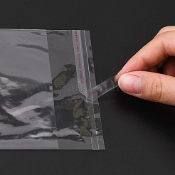 セロハンのOPP袋  小さなジュエリー収納袋  粘着シールバッグ  長方形  透明  14x10cm  一方的な厚さ：0.035mm  インナー対策：10.5x10のCM&nbsp;OPC-R012-11
