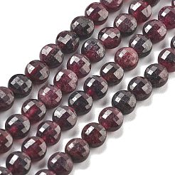 天然石ガーネットビーズ連売り  ファセットコインビーズ  フラットラウンド  5~5.5x3~3.5mm  穴：0.8~1mm  約80~81個/連  15.16~15.24インチ（38.5~38.7cm）&nbsp;G-C179-A25-01