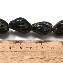 手作りの陶器ビーズ  ファンシーアンティーク施釉磁器  巻き貝  ブラック  21~22.5x14.5~16x12~14mm  穴：2.5~3mm  約15個/連  12.36''（31.4センチメートル）&nbsp;PORC-S002-01A