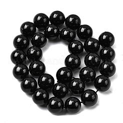 Natural Black Tourmaline Beads Strands&nbsp;G-G763-01-12mm-A