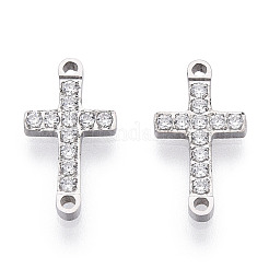 316 Surgical Stainless Steel Clear Cubic Zirconia Connector Charms&nbsp;X-STAS-ZX042-22S