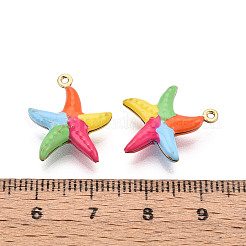 304ステンレススチールエナメルペンダント  ヒトデ  イオンプレーティング（ip）  18KGP本金メッキ  カラフル  18x15.5x5mm  穴：1mm&nbsp;X1-STAS-T068-14B
