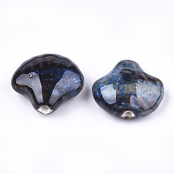 手作りの陶器ビーズ  ファンシーアンティーク施釉磁器  シェル  カラフル  28~29x32~33x12.5~14mm  穴：3~3.5mm&nbsp;PORC-S498-36A