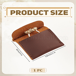 長方形PUレザーリングバッグ1個  リング包装用のジュエリー収納ポーチ  コーヒー  5.8x6.05x1.1cm&nbsp;ABAG-LP0001-06