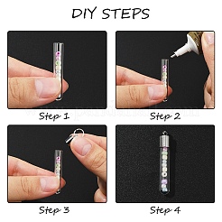 ガラスボトルペンダント  鉄のオープン丸カン付き  プラチナ·ゴールデン  37x6mm  穴：1.6mm  容量：1ml（0.03fl.oz）&nbsp;GLAA-YW0004-22