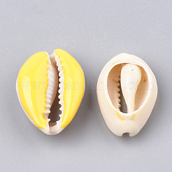 カウリーシェルビーズ  エナメル  穴なし/ドリルなし  ゴールド  20~26x13~18x5~7mm&nbsp;SHEL-S274-04I