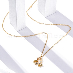 スターリングシルバーのカラフルなキュービックジルコニアの星座ペンダントアズキチェーンネックレス女性用925個  18KGP本金メッキ  レオ  13.74インチ（34.9cm）  ペンダント：10.5~17x8.5~15 mm&nbsp;STER-R009-01G-09