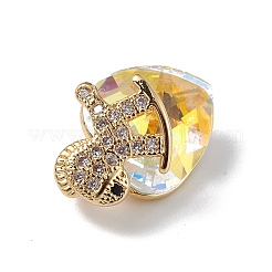Real 18K Gold Plated Rack Plating Brass Micro Pave Clear Cubic Zirconia Pendants&nbsp;KK-C015-09G-05
