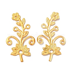 アイアン製フィリグリー透かしコネクター  エッチングされた金属装飾  花  ゴールドカラー  40x22x1mm  穴：1.6mm＆2.4mm&nbsp;FIND-B020-12G