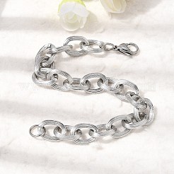 201 ステンレススチールアズキチェーンブレスレット  オーバル  ステンレス鋼色  8.54インチ（21.7cm）&nbsp;STAS-T077-01P