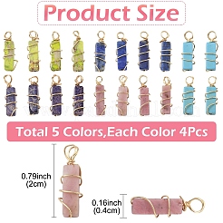 20Pcs 5 Styles Natural & Synthetic Gemstone Pendants&nbsp;PALLOY-YW00084