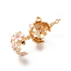 Alloy Crystal Rhinestone Bead Cage Pendants&nbsp;ENAM-M047-02G-B