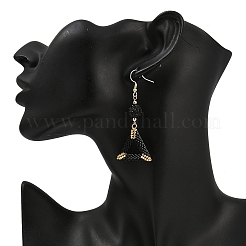 Handmade Glass Seed Beads Triangle Dangle Earrings&nbsp;EJEW-MZ00467-02