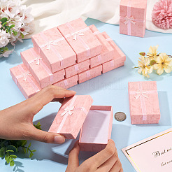 大理石プリント厚紙製ジュエリーセット収納ボックス  ちょう結びの長方形  ピンク  8.15x5.05x2.85cm&nbsp;CON-TAC0020-02A