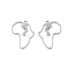 変色しない201ステンレススチールペンダント  アフリカの地図  ステンレス鋼色  27x20x1.5mm  穴：1.8mm&nbsp;STAS-T063-164P