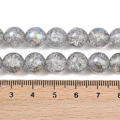 クラックルチェコプレスガラスビーズ  ラウンド  グレー  10mm  穴：1mm  約100個/袋&nbsp;GLAA-I061-17