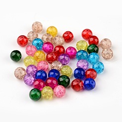 混合クラックルガラスビーズ  ラウンド  10mm  穴：1.3~1.6mm&nbsp;X-CCG-Q001-10mm-M