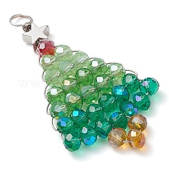 ガラスと合金のペンダント  プラチナ真鍮パーツと  土星のクリスマスツリー  ミックスカラー  45x24.5x4.5mm  穴：4mm&nbsp;PALLOY-JF02988