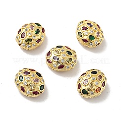 Oval Brass Micro Pave Cubic Zirconia Beads&nbsp;KK-G419-16G