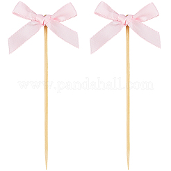 100Pcs Bowknot Cloth Cake Toppers with Wood Stick&nbsp;AJEW-CN0005-62
