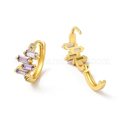 Cubic Zirconia Rectangle Hoop Earrings&nbsp;EJEW-E270-04G