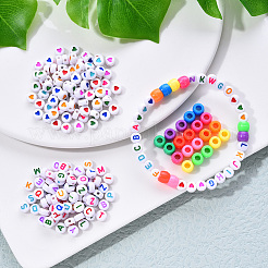 1 Bag 1200Pcs Opaque Acrylic Flat Round with Letter & Heart Beads&nbsp;DIY-YW0002-32