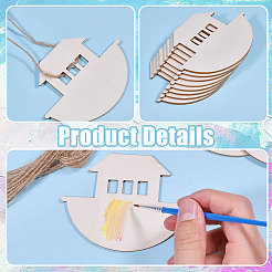 Boat Unfinished Blank Wooden Pendants Set for Painting Arts&nbsp;FIND-WH0152-946