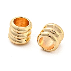 真鍮ビーズ  スジ入りビーズ  コラム  14KGP本金メッキ  6x5.5mm  穴：4.5mm&nbsp;LS-KK-WH0084-12G-B