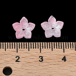 染色・加熱ガラスビーズキャップ  5  - 花びらの花  ピンク  9x9.5~10x3.8mm  穴：1mm&nbsp;X-GLAA-Z019-02A