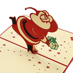 3D ポップアップ紙グリーティング カード  封筒付き  クリスマスの日の招待状  サンタクロース  200x150x91mm&nbsp;AJEW-P124-A04
