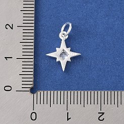 スターリングシルバーのパヴェクリアキュービックジルコニアスターチャーム925個  丸カン＆スタンプ925個付き  銀  12.5x10.5x2mm  穴：3.5mm&nbsp;STER-K181-01C-S