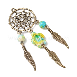Woven Net/Web with Feather Alloy Pendants&nbsp;PALLOY-JF03979