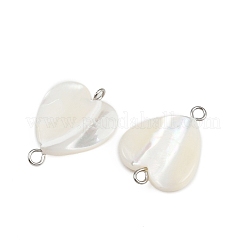 Natural Shell Heart Connector Charms&nbsp;STAS-D378-25P