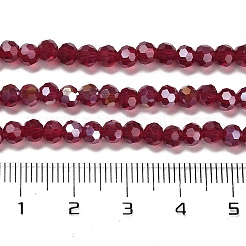 透明ガラスビーズ  32ファセット  ABカラーメッキ  ラウンド  暗赤色  4.5x4mm  穴：1mm  約87~93個/連  32~33cm&nbsp;EGLA-A035-T4mm-B02