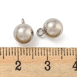 変色しない201ステンレススチールチャーム  丸いチャーム  ステンレス鋼色  10x7x7mm  穴：1.8mm&nbsp;STAS-O004-09E-P