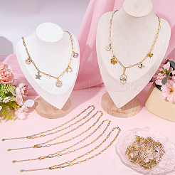 20個 2スタイル 304ステンレススチールアズキチェーンブレスレット＆ネックレスセット（女性用）  ゴールドカラー  7-1/8インチ（18cm）  10個/スタイル&nbsp;SJEW-BM0001-04
