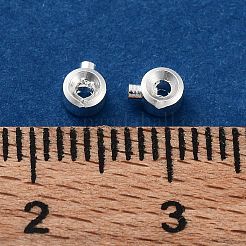 真鍮製つぶし玉カシメ玉  コラム  925銀メッキ  4x3x2mm  穴：0.9mm&nbsp;X-KK-G479-06S