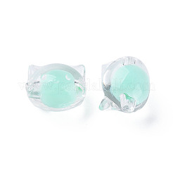 透明なアクリルビーズ  二層ビーズ  猫  アクアマリン  16x18.5x14.5mm  穴：3.5mm  約78個/200g&nbsp;X1-MACR-S373-115-B03