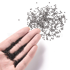 11/0 FGBグレードAラウンドガラスシードビーズ  透明インサイドカラー  ブラック  2.3x1.5mm  穴：1mm  約48500個/ポンド&nbsp;SEED-N001-D-229