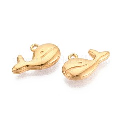 304ステンレスペンダント  クジラのチャーム  イオンプレーティング（ip）  18KGP本金メッキ  12x18.5x4mm  穴：1.2mm&nbsp;STAS-T065-22G
