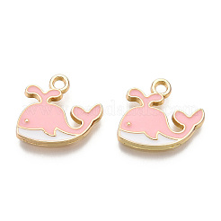 合金チャーム  エナメル  クジラ  ライトゴールド  ピンク  14x15x2mm  穴：1.8mm&nbsp;ENAM-S119-040D