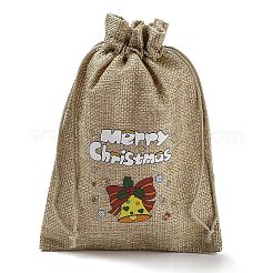Christmas Printed Burlap Packing Pouches Drawstring Bags&nbsp;ABAG-Q053-02B-10