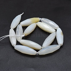 天然ホワイトアゲート瑪瑙ビーズ連売り  多面カット  ライス  29~33x9~10mm  穴：1mm  約12個/連  15.3インチ〜15.7インチ（39~40cm）&nbsp;G-O179-G01-2