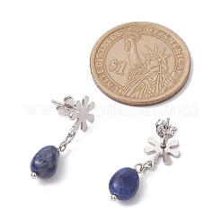 Natural Lapis Lazuli Twist Oval Dangle Stud Earrings&nbsp;EJEW-JE05664-02