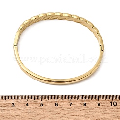女性用304ステンレススチールヒンジ付きバングル  イオンプレーティング（ip）  長持ちメッキ  18KGP本金メッキ  内径：2.38x1.95インチ（6.05x4.95cm）&nbsp;BJEW-B168-13G