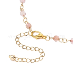 304 Stainless Steel & Natural Agate(Dyed & Heated) Faceted Round Link Chain Anklets&nbsp;AJEW-AN00747-03