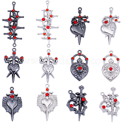 24Pcs 12 Styles Alloy Rhinestone Connector Charms&nbsp;FIND-SC0022-21B