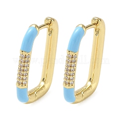 Brass Micro Pave Cubic Zirconia Hoop Earrings&nbsp;KK-CBA98BA-01G-B