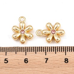 ラックメッキ合金ラインストーンペンダント  花のチャーム  ゴールドカラー  カドミウムフリーと鉛フリー＆ニッケルフリー  ローズ  14.5x10.5x4mm  穴：1.8mm&nbsp;PALLOY-T096-08G-04