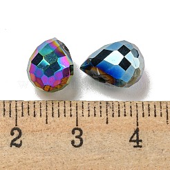 電気メッキガラスビーズ  多面カット  フルメッキ  ティアドロップ  虹メッキ  9.5x8mm  穴：1.2mm&nbsp;EGLA-A041-02-FP02